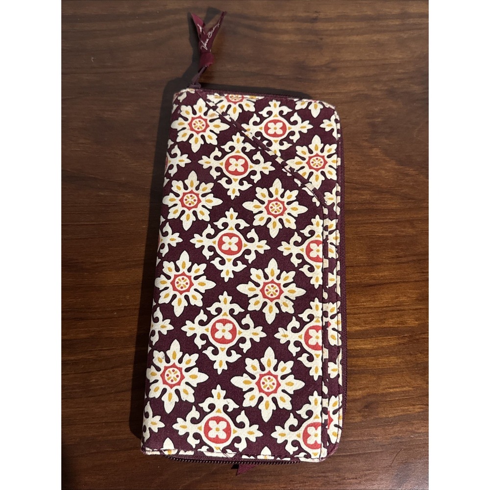 Vera Bradley Women's Medallion Floral Print Zip Around Travel Organizer Wallet